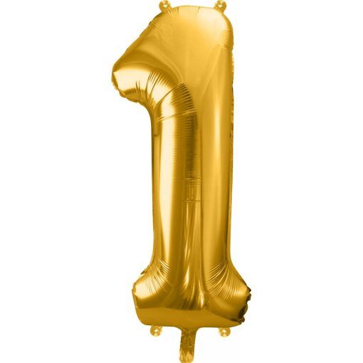Sifferballong - Guld - 86 cm - Siffra: 1 - Sifferballonger, Ballonger