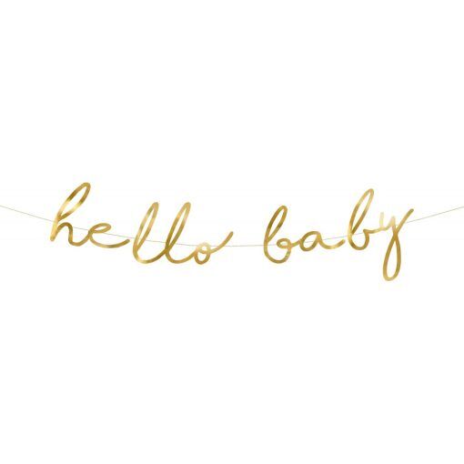 Girlang - Hello baby - Guld - Baby Shower-dekorationer, Baby Shower
