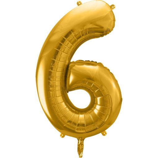 Sifferballong - Guld - 86 cm - Siffra: 6 - Sifferballonger, Ballonger
