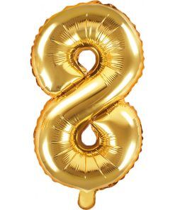 Sifferballong - Guld - 35 cm - Siffra: 8 - Sifferballonger, Ballonger
