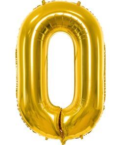 Sifferballong - Guld - 86 cm - Siffra: 0 - Sifferballonger, Ballonger