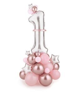 Ballongkit - 1 - Rosa/Silver - Baby Shower-ballonger, Baby Shower