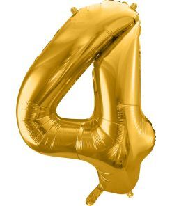 Sifferballong - Guld - 86 cm - Siffra: 4 - Sifferballonger, Ballonger