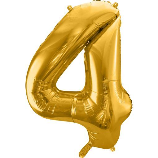 Sifferballong - Guld - 86 cm - Siffra: 4 - Sifferballonger, Ballonger
