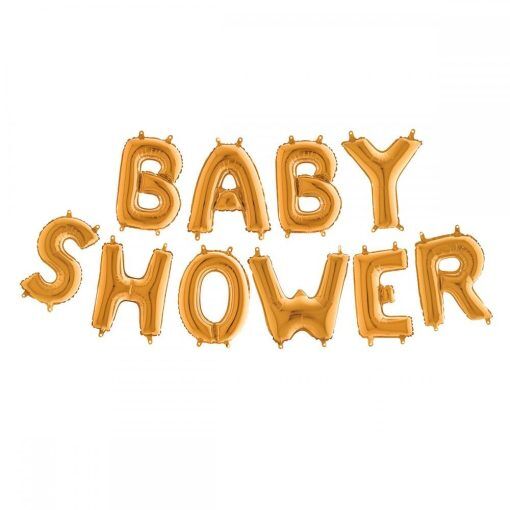 Bokstavsballonger - Baby Shower - Guld - Baby Shower-ballonger, Baby Shower