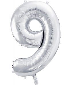 Sifferballong - Silver - 86 cm - Siffra: 9 - Sifferballonger, Ballonger