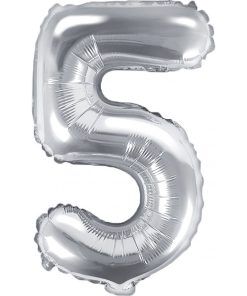 Sifferballong - Silver - 35 cm - Siffra: 5 - Sifferballonger, Ballonger