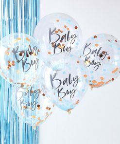 Konfettiballonger - Baby boy - Twinkle Twinkle - 5-pack - Konfettiballonger till Baby Shower, Baby Shower-ballonger, Baby Shower
