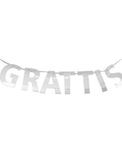 Girlang - Grattis - Silver - Vimplar till kalas, Kalasdekorationer