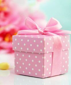 Presentask - Rosaprickig - 10-pack - Favors till Baby Shower, Baby Shower