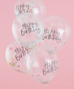 Konfettiballonger - Pastel party - 5-pack - Konfettiballonger, Ballonger