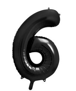 Sifferballong - Svart - 86 cm - Siffra: 6 - Sifferballonger, Ballonger