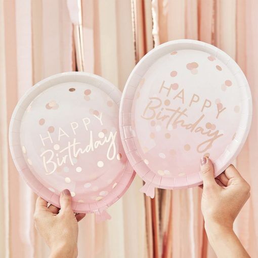 Ballongtallrikar - Happy Birthday - Mix it Up - 8-pack - Papptallrikar, Dukning