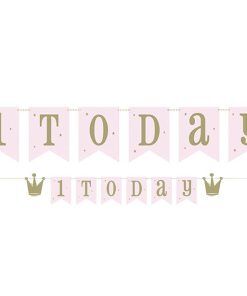 Vimpel - 1 Today - Rosa/Guld - Vimplar till kalas, Kalasdekorationer
