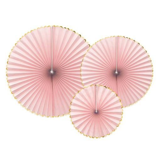 Pin Wheels - Rosa/Guldkant - 3-pack - Baby Shower-dekorationer, Baby Shower
