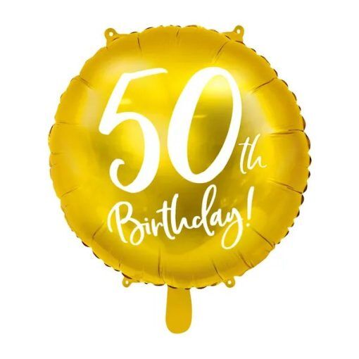 Rund folieballong - Guld - 50th Birthday - Ballonger med tryck, Ballonger