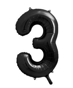 Sifferballong - Svart - 86 cm - Siffra: 3 - Sifferballonger, Ballonger