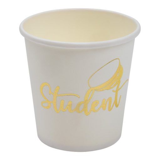 Pappmuggar - Student - Vit/Guld - 8-pack - Pappmuggar, Dukning