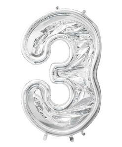 Ballongram - Silver - 126 cm - Siffra: 3 - Ballong ramar, Ballonger