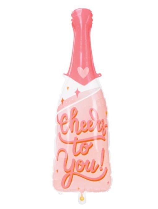 Folieballong - Rosa Champagneflaska - Cheers to you - Shapes, Folieballonger, Ballonger
