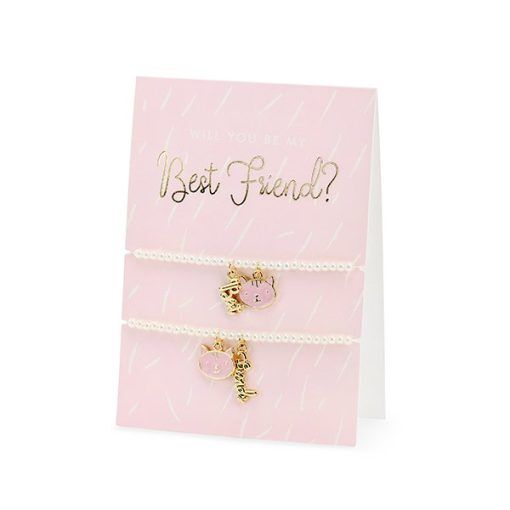 Kort med armband - Best Friends - Presentinslagning till kalas