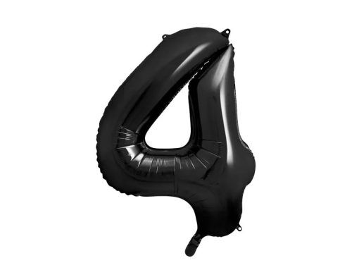 Sifferballong - Svart - 86 cm - Siffra: 4 - Sifferballonger, Ballonger