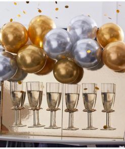 Bubbly Wall - Med ballonger - Guld/Silver - Juldukning, Julartiklar
