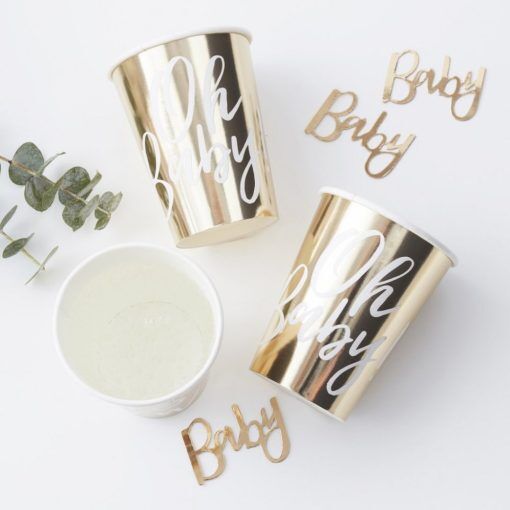 Pappmuggar - Oh Baby - Pappmuggar till Baby Shower, Baby Shower-dukning, Baby Shower