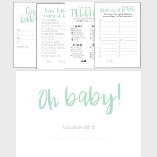 Kit till Baby shower - Mint - Aktiviteter & Lekar, Baby Shower