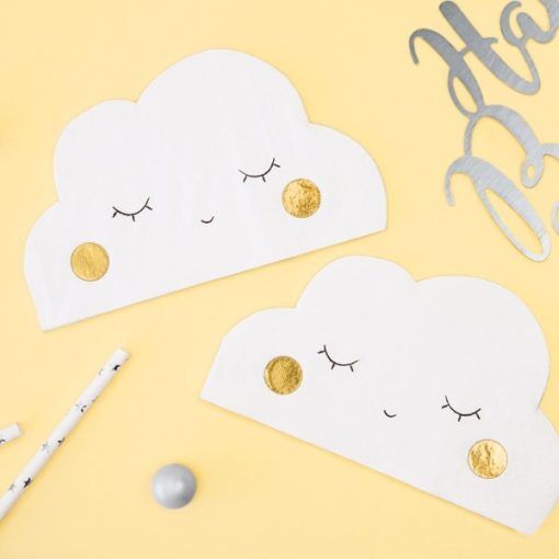 Servetter - Moln - Guld - 20-pack - Dopdekorationer