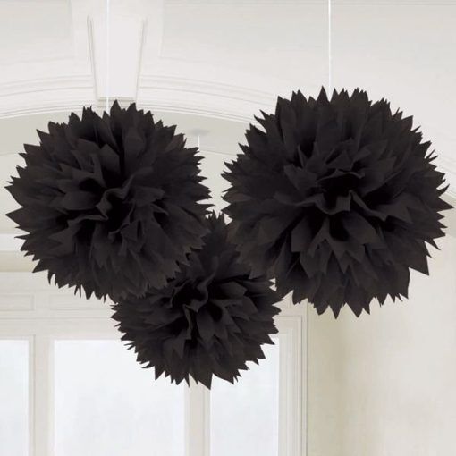 Pom Pom - 3-pack - Svarta 40 cm - Pom Poms, Kalasdekorationer
