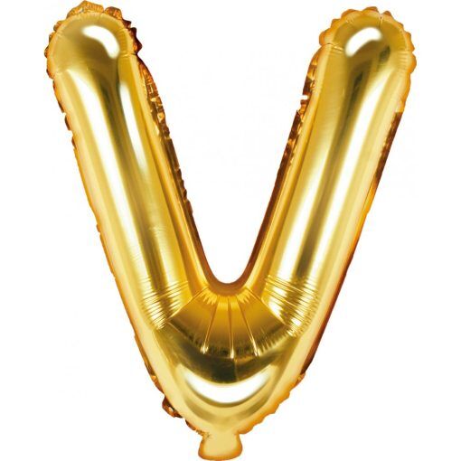 Bokstavsballonger - Guld - 35 cm - Bokstav: V - Bokstavsballonger till dop, Dopballonger