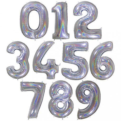 Sifferballong - Silverglitter - 1 m - Siffra: 0 - Sifferballonger, Ballonger
