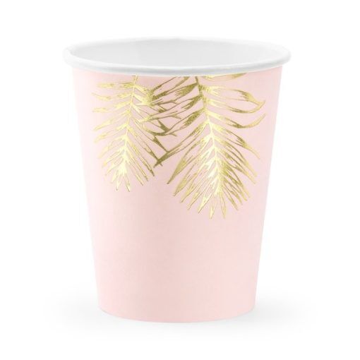 Pappmuggar - Leaves - Rosa/Guld - 6-pack - Pappmuggar, Dukning