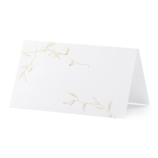 Placeringskort - Branches - Vit/Guld - 10-pack - Placeringskort, Bordsplacering, Dukning