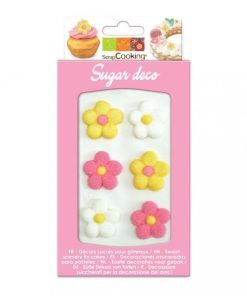 Sockerblommor - ScrapCooking - Rosa/Gul/Vit - 6-pack - Sockerdekorationer
