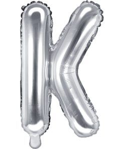 Bokstavsballonger - Silver - 35 cm - Bokstav: K - Bokstavsballonger till dop, Dopballonger