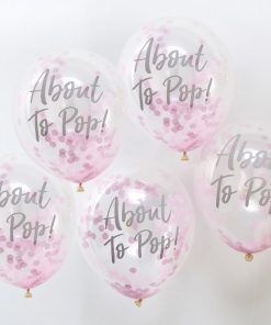 Konfettiballonger - About to pop - Rosa - 5-pack - Konfettiballonger, Ballonger