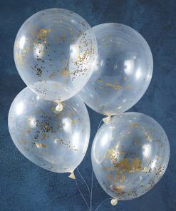 Konfettiballonger - Glitter - Guld - 5-pack - Konfettiballonger, Ballonger