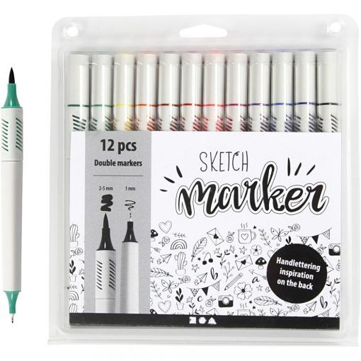 Pennor - Sketch Marker - 12-pack - Kalaspyssel, Kalaspresenter