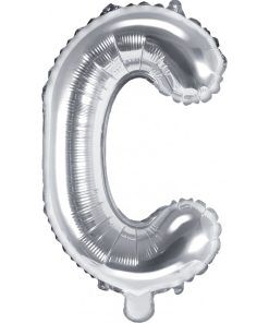 Bokstavsballonger - Silver - 35 cm - Bokstav: C - Bokstavsballonger till dop, Dopballonger