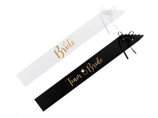 Sash - Bride & Team Bride - Svart/Vit - 6-pack - Sasher