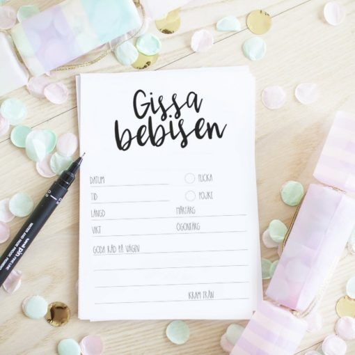 Gissa bebisen - Svart/Vit - 8-pack - Advice Cards & Gissa Babyn, Baby Shower
