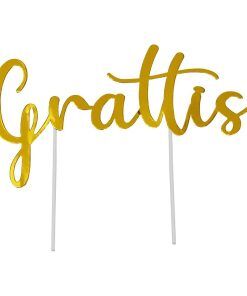Cake topper - Grattis - Guld - Symboler & Ord, Cake Toppers