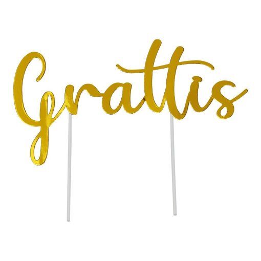 Cake topper - Grattis - Guld - Symboler & Ord, Cake Toppers