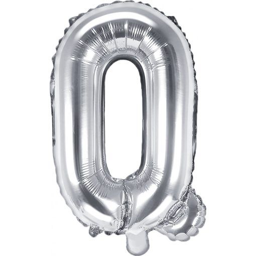Bokstavsballonger - Silver - 35 cm - Bokstav: Q - Bokstavsballonger till dop, Dopballonger