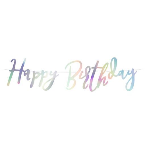 Backdrop - Happy Birthday - Iridescent - Vimplar till kalas, Kalasdekorationer