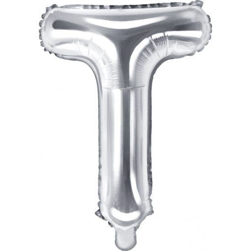 Bokstavsballonger - Silver - 35 cm - Bokstav: T - Bokstavsballonger till dop, Dopballonger