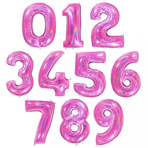 Sifferballong - Rosaglitter - 1 M - Siffra: 1 - Sifferballonger, Ballonger