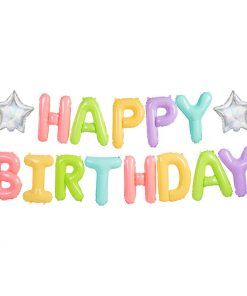 Ballonggirlang - Happy Birthday - Pastellmix - Kalasdekorationer